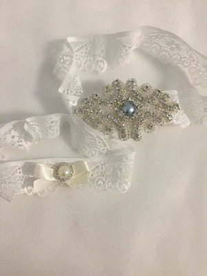 BELLA| Wedding Garter Set with Crystals and Pearls - Bridal Accessories